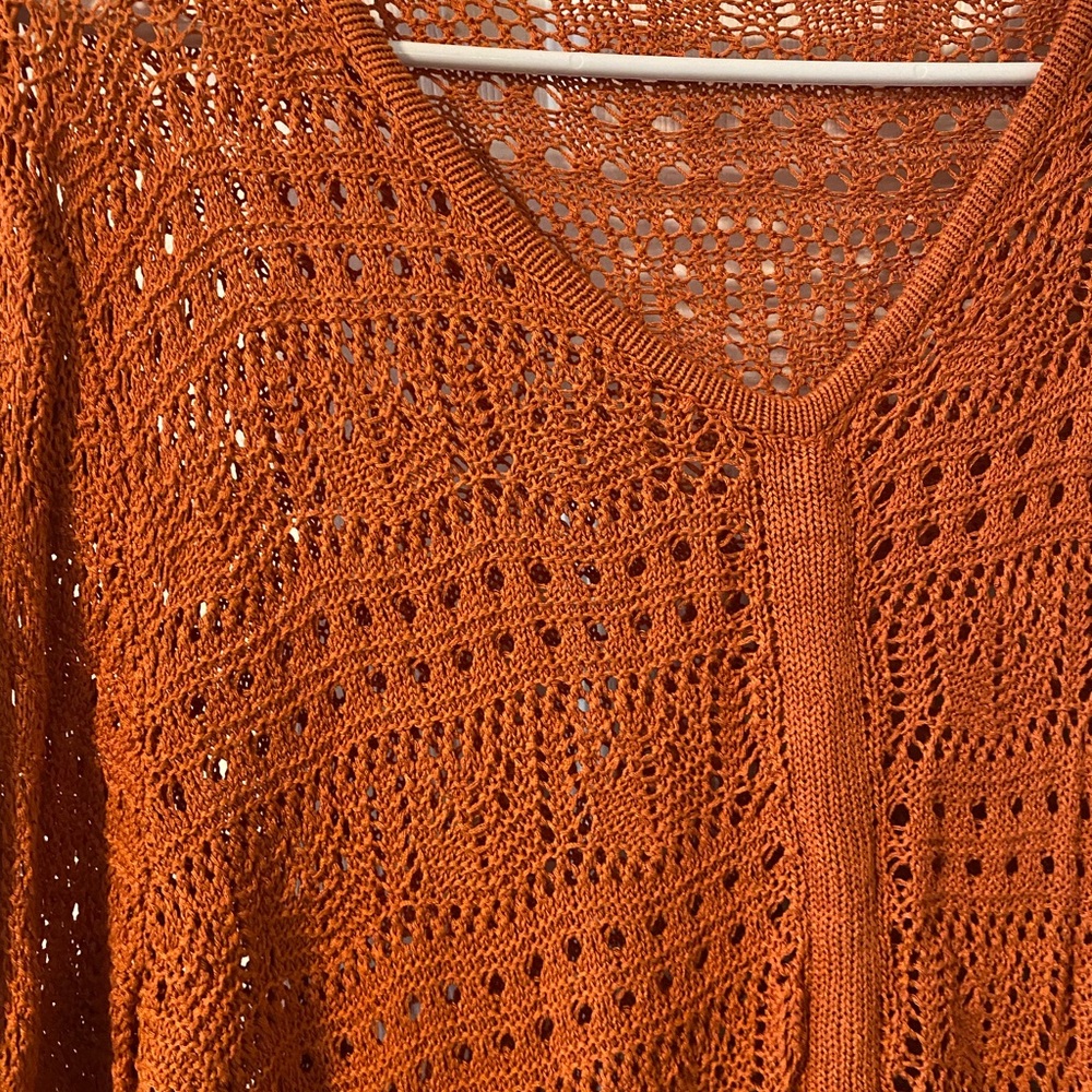 Rust Orange Crochet-Style Top - Picture 3 of 5